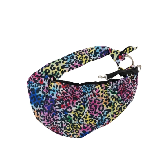 Justice Sport Rainbow Leopard Print Sling Pet Carrier For Small Pets, One Size.